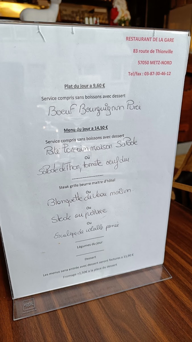 Menu Café Restaurant De La Gare-1